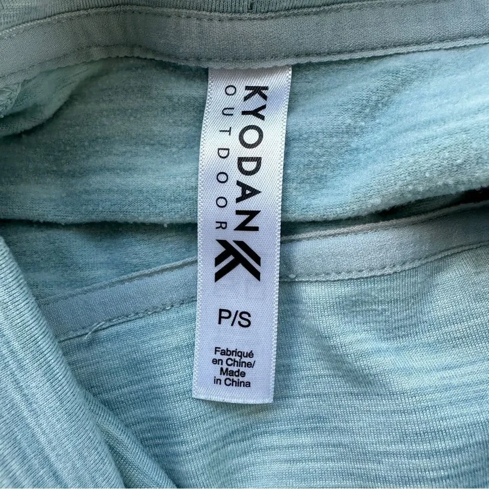 EUC Kyodan Pullover Heather Green Funnel Neck Thumbholes Zip Pockets Small - Picture 7 of 15